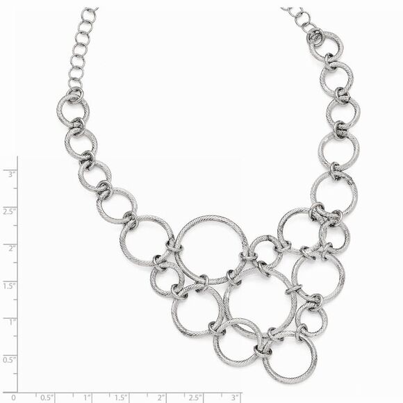Textured Multi Circle Collar Necklace in Sterling Silver, 18.5 Inch - Picture 3 of 5